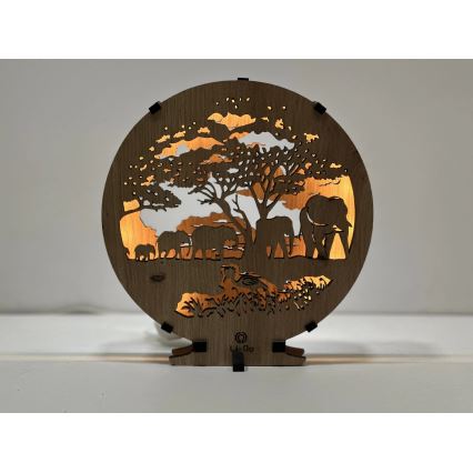Li-Go 23610/DUB2 - LED zatemnjiva namizna dekoracija LED/12W/230V 20x22 cm hrast/Sloni