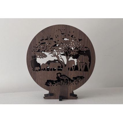 Li-Go 23610/DUB2 - LED zatemnjiva namizna dekoracija LED/12W/230V 20x22 cm hrast/Sloni