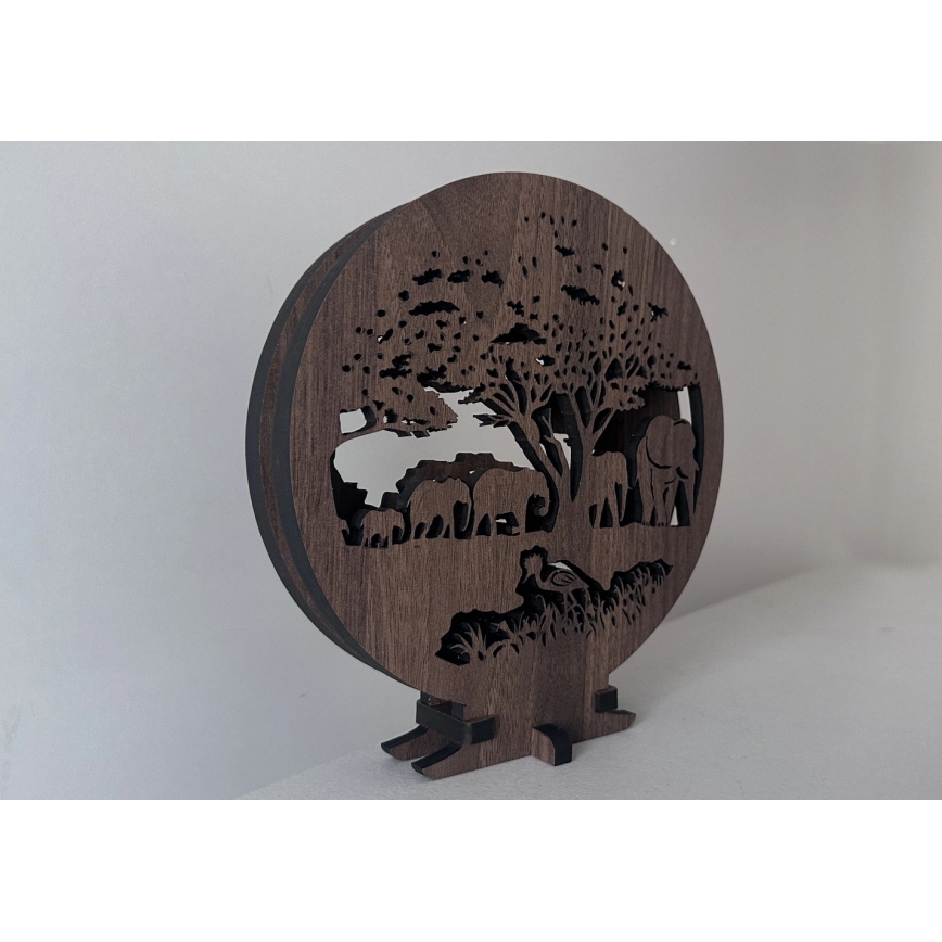 Li-Go 23610/DUB2 - LED zatemnjiva namizna dekoracija LED/12W/230V 20x22 cm hrast/Sloni