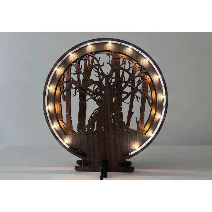 Li-Go 23613/DUB2 - Zatemnljiva LED namizna dekoracija LED/12W/230V 20x22 cm hrast/Grut