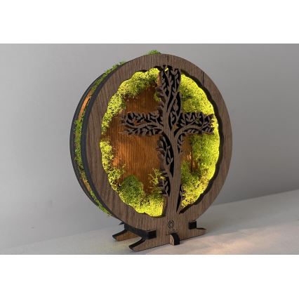 Li-Go 23622/DUB2 - LED namizna dekoracija z zatemnitvijo LED/12W/230V 20x22 cm hrast/križ v mahu