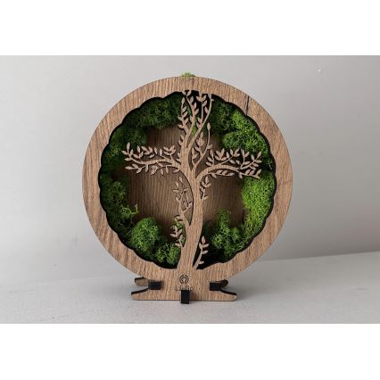 Li-Go 23622/DUB2 - LED namizna dekoracija z zatemnitvijo LED/12W/230V 20x22 cm hrast/križ v mahu