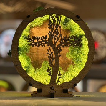 Li-Go 23622/DUB2 - LED namizna dekoracija z zatemnitvijo LED/12W/230V 20x22 cm hrast/križ v mahu