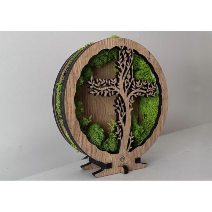 Li-Go 23622/DUB2 - LED zatemnjiva namizna dekoracija LED/12W/230V 20x22 cm hrast/Križ v mahu