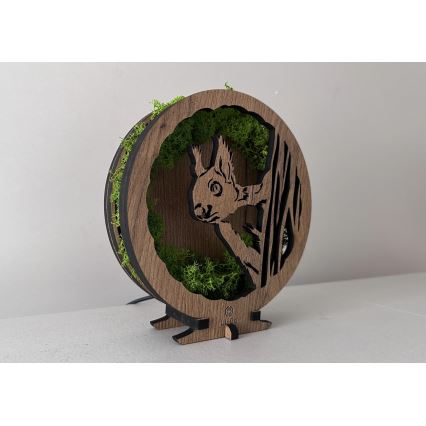 Li-Go 23625/DUB2 - LED Zatemnjevalna namizna dekoracija LED/12W/230V 20x22 cm hrast/veverica iz mahu