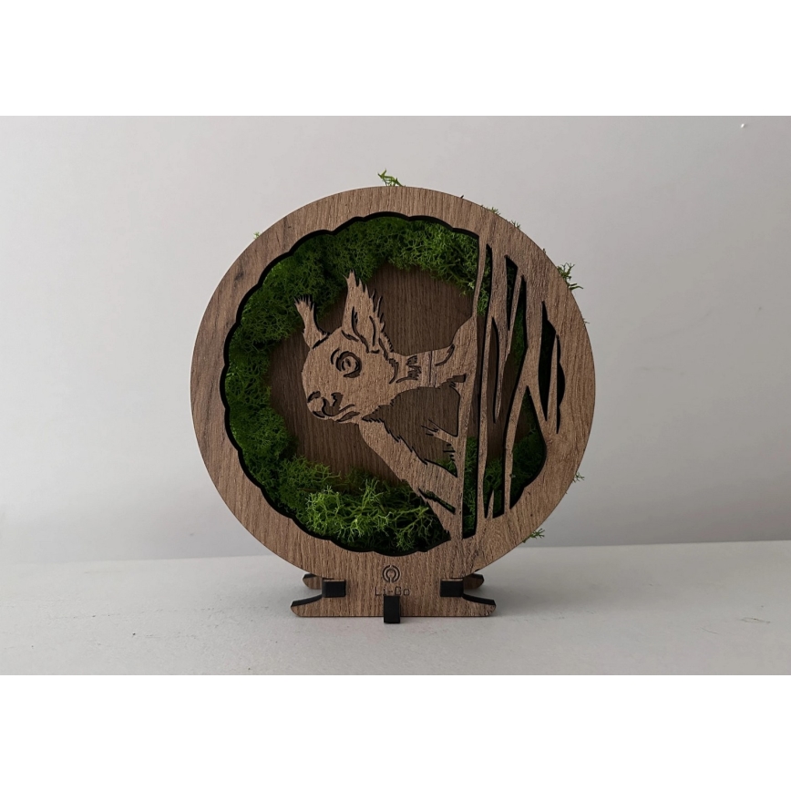 Li-Go 23625/DUB2 - LED zatemnjiva namizna dekoracija LED/12W/230V 20x22 cm hrast/mahova veverica