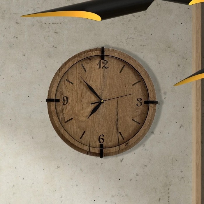 Li-Go 23628/DUB3 - Stenska ura LED/1xAA premer 32 cm svetel hrast/Krog