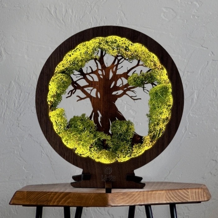 Li-Go 23631/DUB2 - zatemnjiva LED namizna dekoracija LED/12W/230V 30x31 cm hrast/mah in drevo