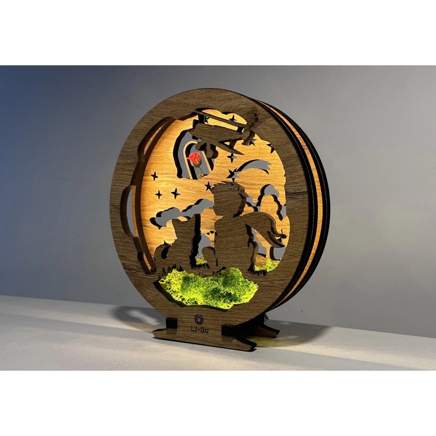 Li-Go 23634/DUB2 - LED zatemnjevalna namizna dekoracija LED/12W/230V 20x22 cm hrast/Mali princ