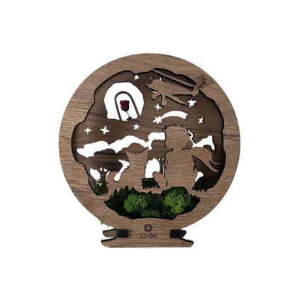 Li-Go 23634/DUB2 - LED namizna dekoracija z nastavljivo svetlostjo LED/12W/230V 20x22 cm hrast/Mali princ z vrtnico