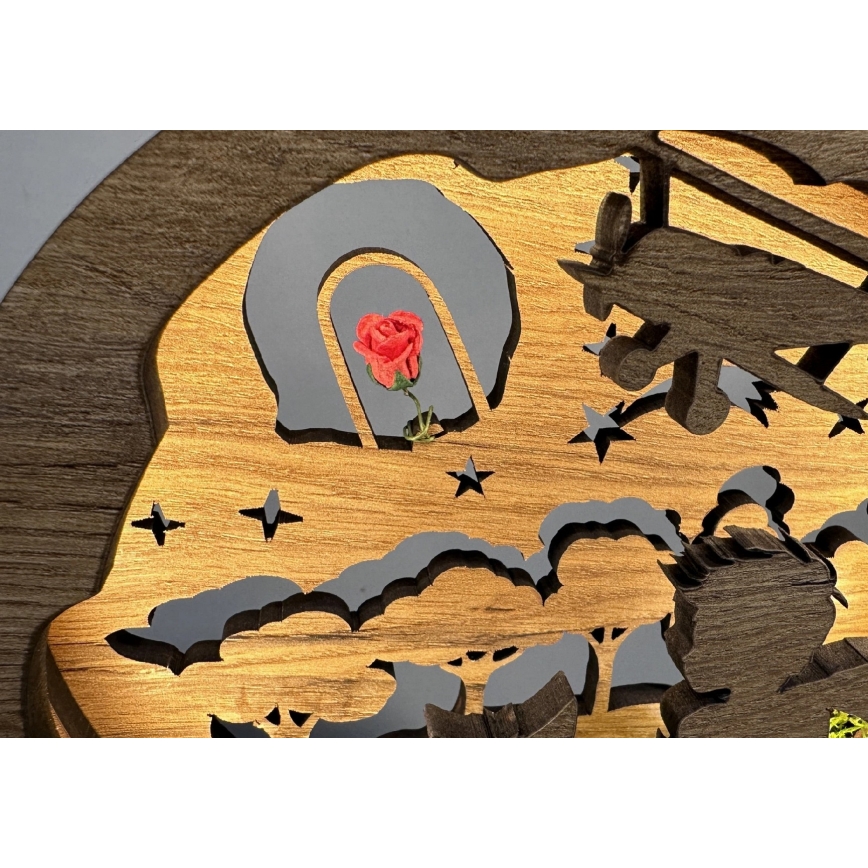 Li-Go 23634/DUB2 - LED namizna dekoracija z nastavljivo svetlostjo LED/12W/230V 20x22 cm hrast/Mali princ z vrtnico