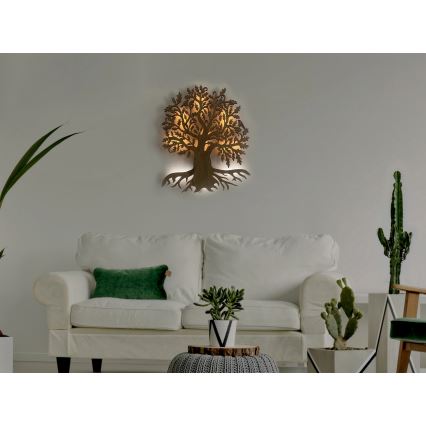 Li-Go 23673/DUB2 - LED zatemnjevalna stenska dekoracija LED/10W/5V 20000 mAh 45x55 cm hrast + daljinski upravljalnik