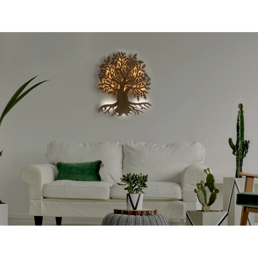 Li-Go 23673/DUB2 - LED zatemnjevalna stenska dekoracija LED/10W/5V 20000 mAh 45x55 cm hrast + daljinski upravljalnik