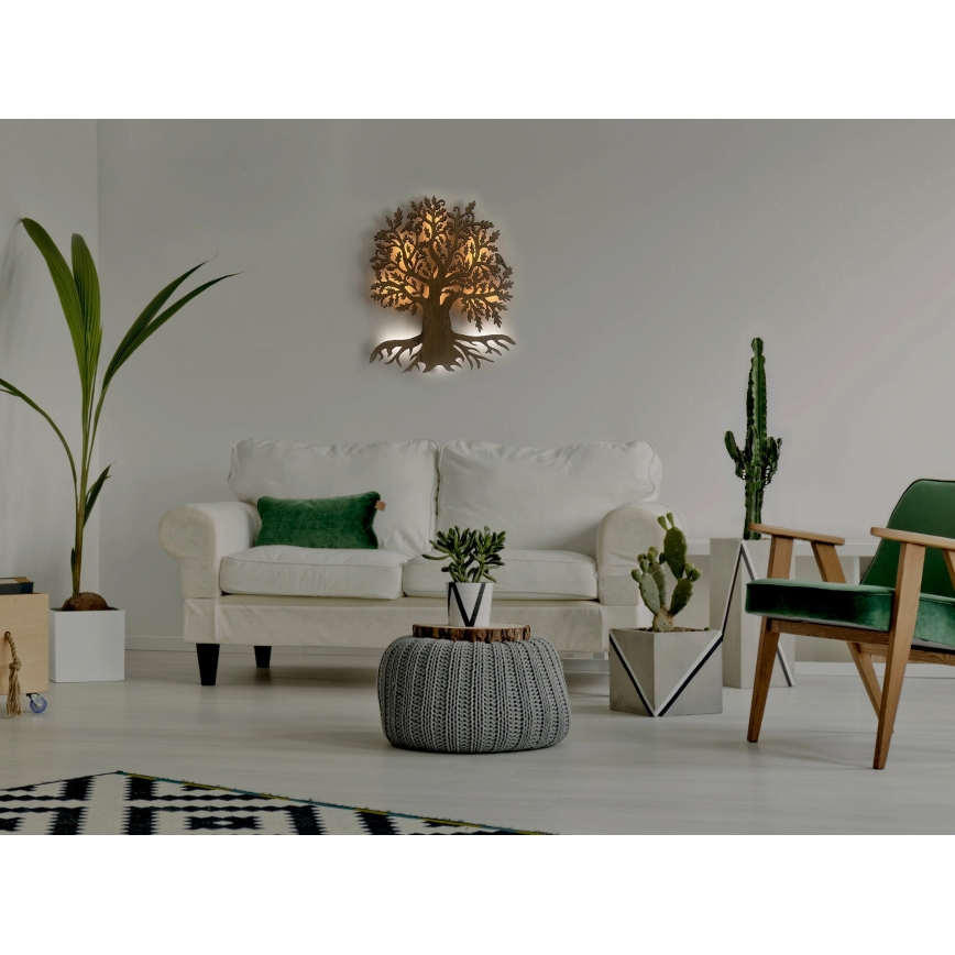 Li-Go 23673/DUB2 - LED zatemnjevalna stenska dekoracija LED/10W/5V 20000 mAh 45x55 cm hrast + daljinski upravljalnik