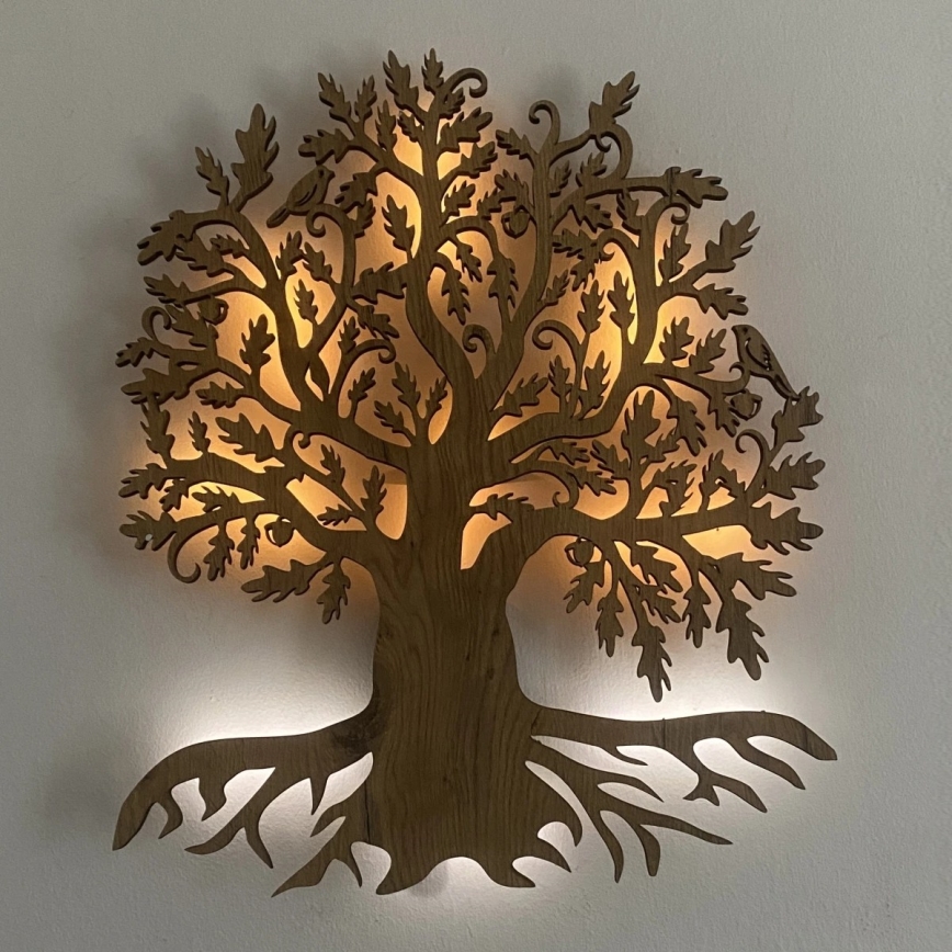 Li-Go 23673/DUB2 - LED zatemnjevalna stenska dekoracija LED/10W/5V 20000 mAh 45x55 cm hrast + daljinski upravljalnik