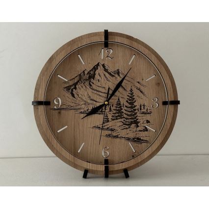 Li-Go 23697/DUB/BAT2 - LED zatemnjevalna ura s senzorjem gibanja LED/10W/5V 20000 mAh + 1xAA premer 32 cm hrast/Gore