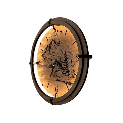 Li-Go 23697/DUB/BAT2 - LED zatemnjevalna ura s senzorjem gibanja LED/10W/5V 20000 mAh + 1xAA premer 32 cm hrast/Gore