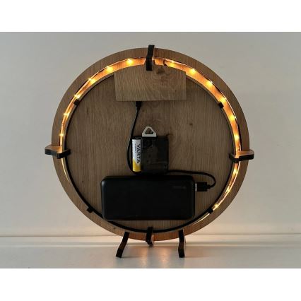 Li-Go 23712/DUB/BAT2 - LED ura z zatemnitvijo in senzorjem gibanja LED/10W/5V 20000 mAh + 1xAA premer 32 cm hrast/Mali princ