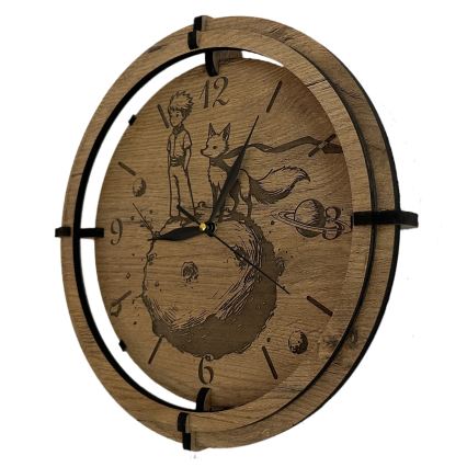 Li-Go 23712/DUB/BAT2 - LED ura z zatemnitvijo in senzorjem gibanja LED/10W/5V 20000 mAh + 1xAA premer 32 cm hrast/Mali princ