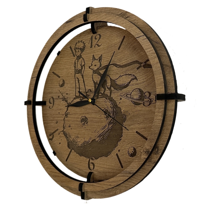 Li-Go 23712/DUB/BAT2 - LED ura z zatemnitvijo in senzorjem gibanja LED/10W/5V 20000 mAh + 1xAA premer 32 cm hrast/Mali princ