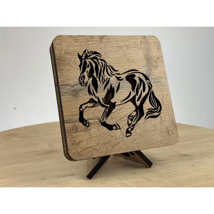 Li-Go 4070/DUB2 - LED namizna dekoracija LED/12W/230V 19x19 cm hrast/konj