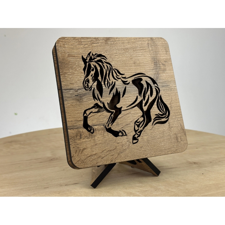 Li-Go 4070/DUB2 - LED namizna dekoracija LED/12W/230V 19x19 cm hrast/konj