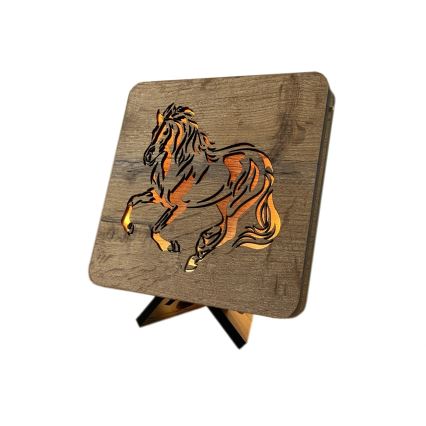 Li-Go 4070/DUB2 - LED namizna dekoracija LED/12W/230V 19x19 cm hrast/konj