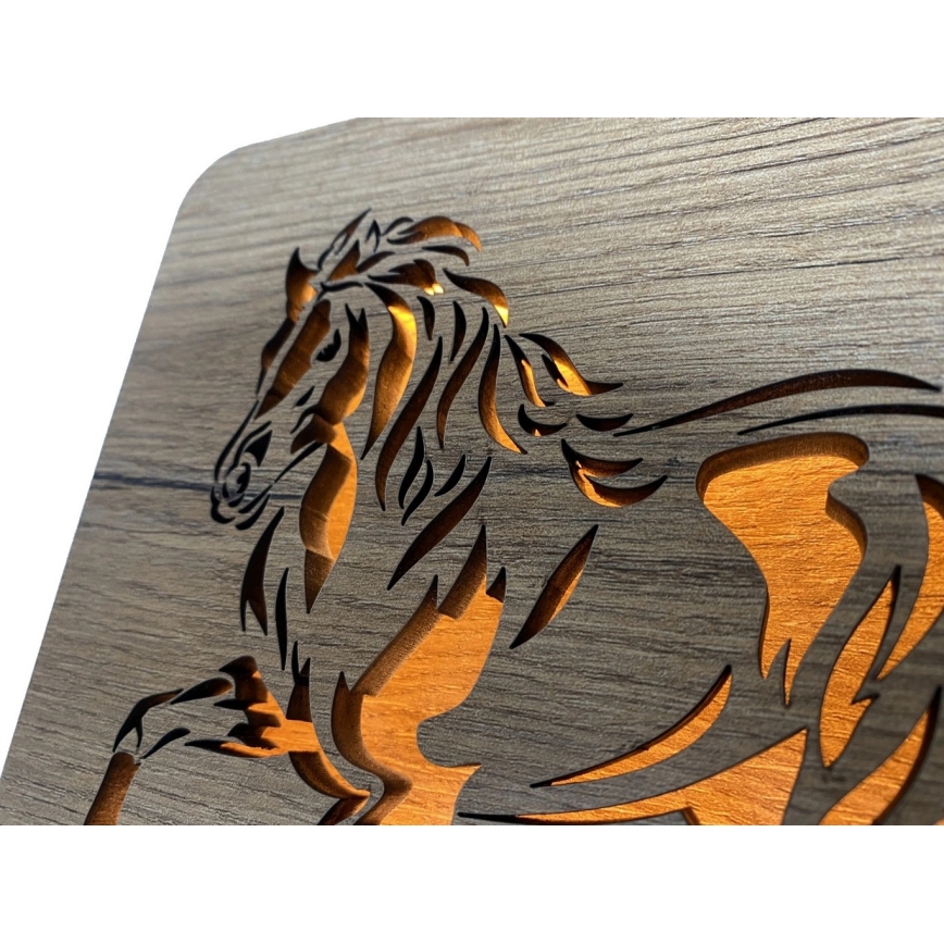 Li-Go 4070/DUB2 - LED namizna dekoracija LED/12W/230V 19x19 cm hrast/konj