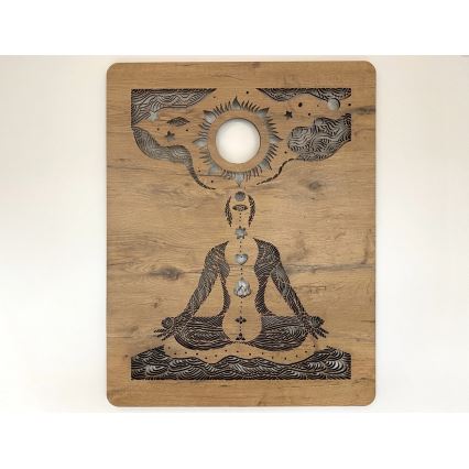 Li-Go 4421/A/4 - Zatemnjiva LED stenska dekoracija LED/10W/5V 30000 mAh 70x90 cm hrast/čakre