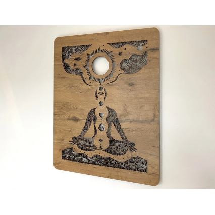 Li-Go 4421/A/4 - Zatemnjiva LED stenska dekoracija LED/10W/5V 30000 mAh 70x90 cm hrast/čakre