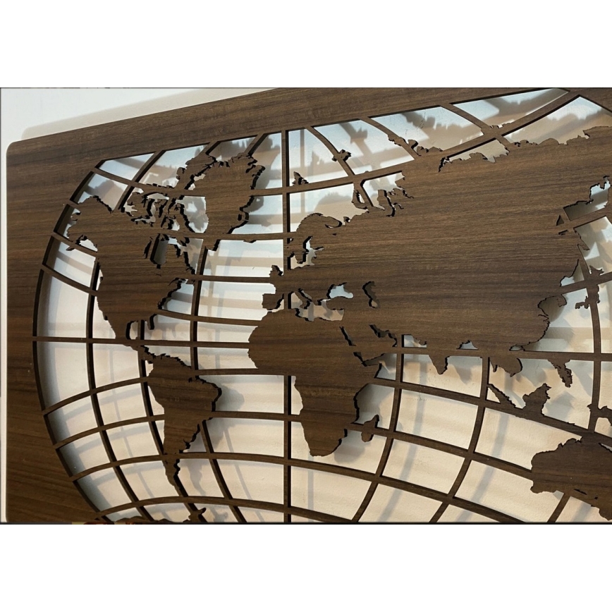 Li-Go 4709/DUB2 - LED RGBW, stenska dekoracija z možnostjo zatemnitve, LED/24W/230V 125x74 cm hrast/zemljevid sveta s paralelami + daljinski upravljalnik