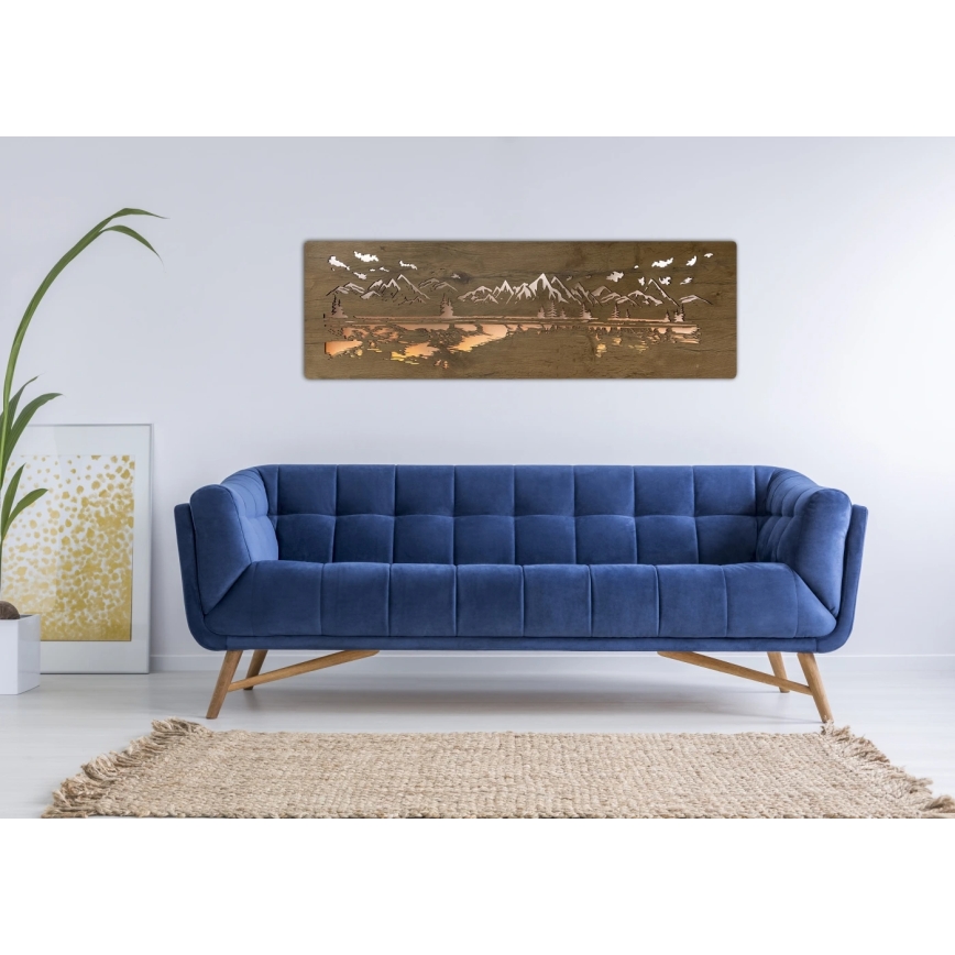 Li-Go 4778/A/4 - LED stenska dekoracija z zatemnjevanjem LED/10W/5V 30000 mAh 120x40 cm hrast/jezero