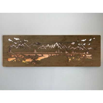 Li-Go 4778/A/4 - LED stenska dekoracija z zatemnjevanjem LED/10W/5V 30000 mAh 120x40 cm hrast/jezero