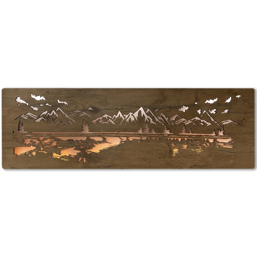 Li-Go 4778/A/4 - LED stenska dekoracija z zatemnjevanjem LED/10W/5V 30000 mAh 120x40 cm hrast/jezero