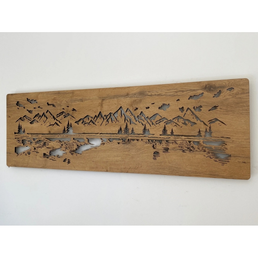 Li-Go 4778/A/4 - LED stenska dekoracija z zatemnjevanjem LED/10W/5V 30000 mAh 120x40 cm hrast/jezero