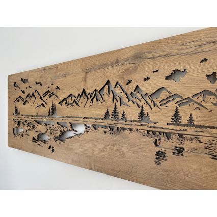 Li-Go 4778/A/4 - LED stenska dekoracija z zatemnjevanjem LED/10W/5V 30000 mAh 120x40 cm hrast/jezero