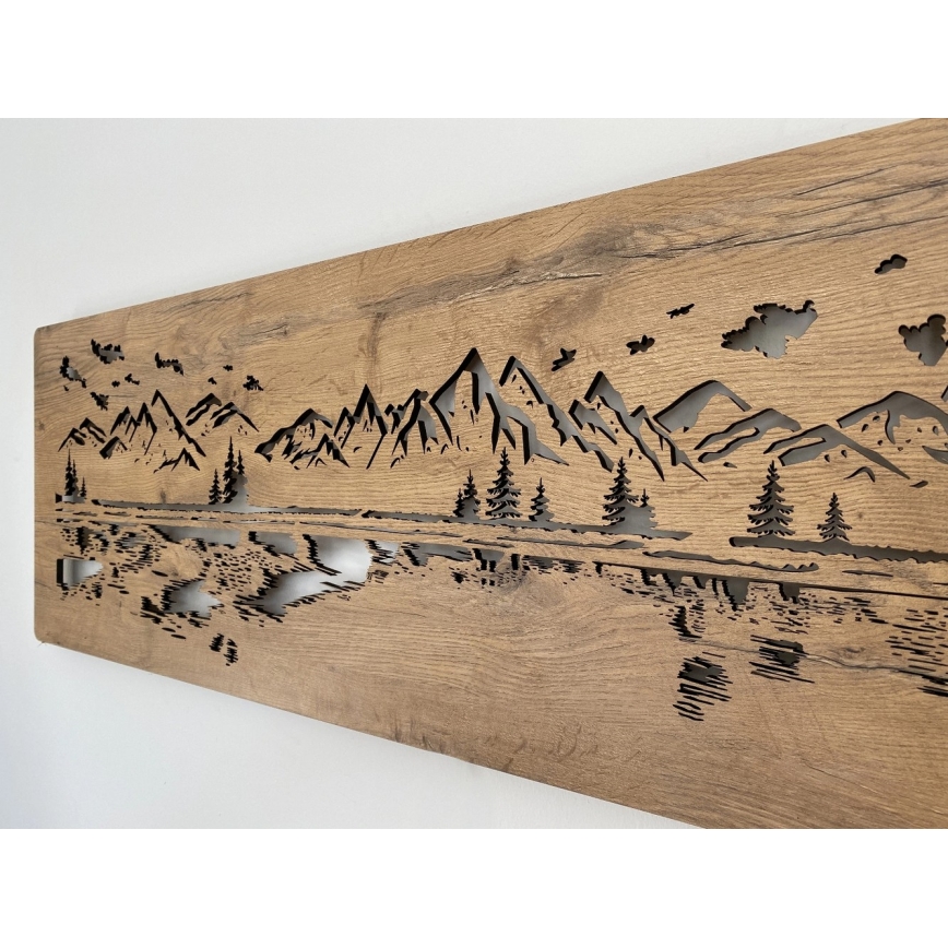 Li-Go 4778/A/4 - LED stenska dekoracija z zatemnjevanjem LED/10W/5V 30000 mAh 120x40 cm hrast/jezero