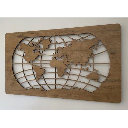 Li-Go 4868/DUB2 - LED Zatemnjevalna stenska dekoracija LED/24W/230V 110x60 cm hrast/Svetovna karta (vzporednice)