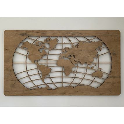 Li-Go 4868/DUB2 - LED Zatemnjevalna stenska dekoracija LED/24W/230V 110x60 cm hrast/Svetovna karta (vzporednice)