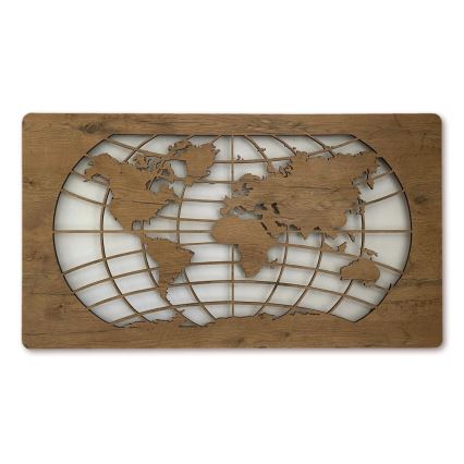 Li-Go 4868/DUB2 - LED Zatemnjevalna stenska dekoracija LED/24W/230V 110x60 cm hrast/Svetovna karta (vzporednice)