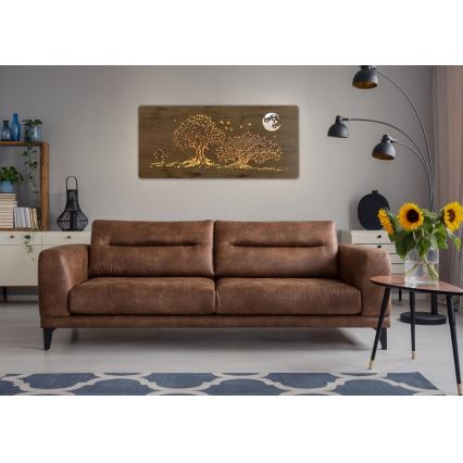 Li-Go 5042/DUB2 - LED stenska dekoracija z možnostjo zatemnitve LED/24W/230V 110x50 cm hrast/Tri hrasti in luna