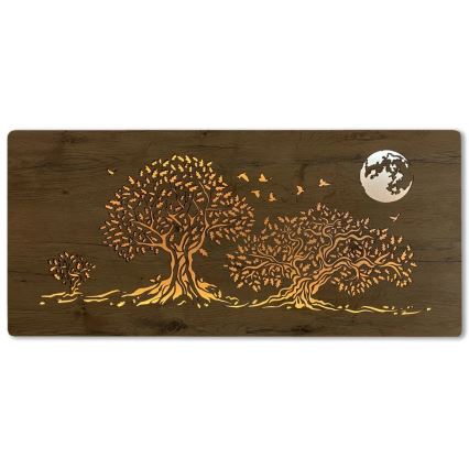 Li-Go 5042/DUB2 - LED stenska dekoracija z možnostjo zatemnitve LED/24W/230V 110x50 cm hrast/Tri hrasti in luna