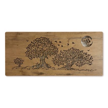 Li-Go 5042/DUB2 - LED stenska dekoracija z možnostjo zatemnitve LED/24W/230V 110x50 cm hrast/Tri hrasti in luna