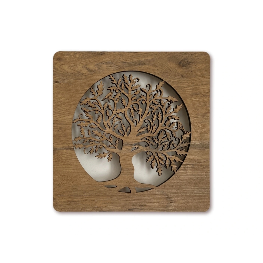 Li-Go 5275/DUB2 - LED ura z nastavljivo svetlostjo LED/10W/5V 20000 mAh 42x42 cm hrast/Hrast v krogu + daljinski upravljalnik