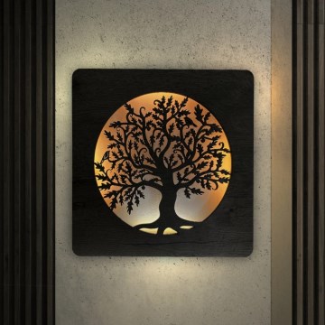 Li-Go 5275/DUB2 - LED zatemnjevalna stenska dekoracija LED/10W/5V 20000 mAh 42x42 cm hrast/Hrast v krogu + daljinski upravljalnik