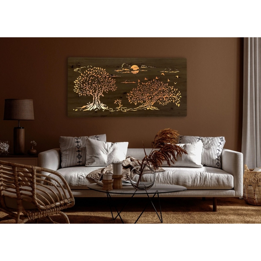 Li-Go 5307/DUB2 - Zatemnjiva LED stenska dekoracija LED/24W/230V 120x60 cm hrast/tri hrasti