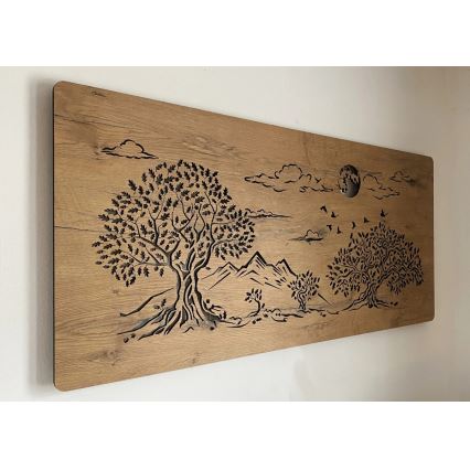 Li-Go 5478/DUB2 - zatemnljiva LED stenska dekoracija LED/24W/230V 130x60 cm hrast/Štirje hrasti in luna