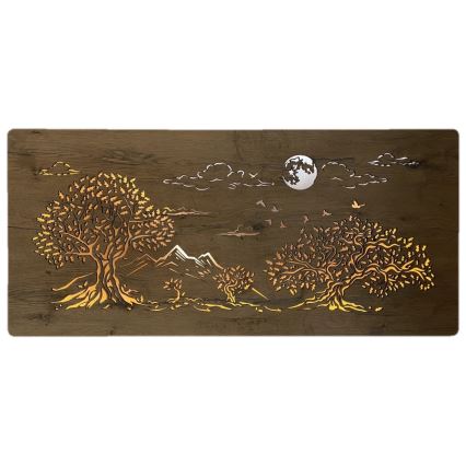 Li-Go 5478/DUB2 - zatemnljiva LED stenska dekoracija LED/24W/230V 130x60 cm hrast/Štirje hrasti in luna