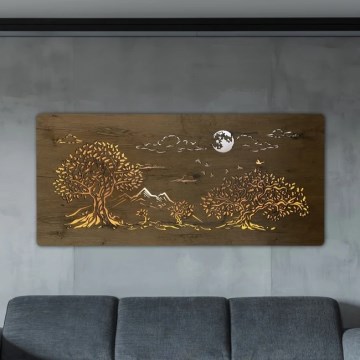 Li-Go 5478/DUB2 - LED Zatemnljiva stenska dekoracija LED/24W/230V 130x60 cm hrast/Štirje hrasti in luna