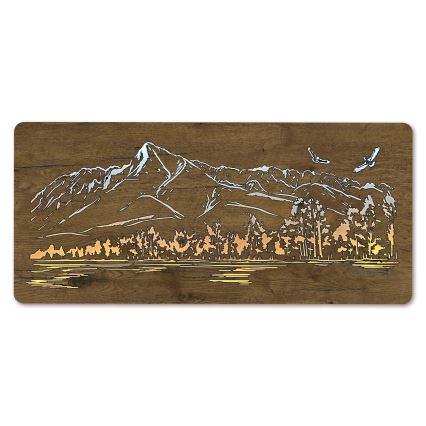 Li-Go 5589/A/DUB2 - LED zatemnjiva stenska dekoracija LED/10W/5V 30000 mAh 110x50 cm hrast/Gore s pticami